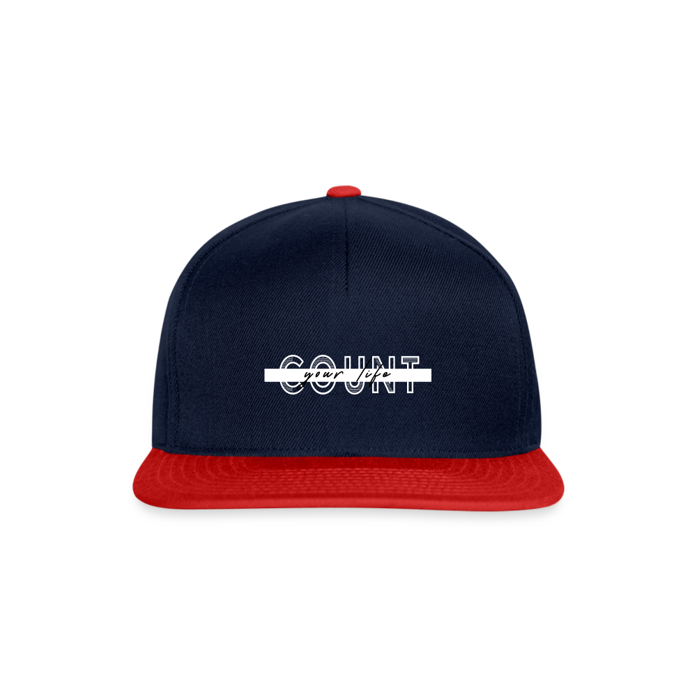 Snapback Cap - COUNT.YOUR.LIFE - Navy/Rot