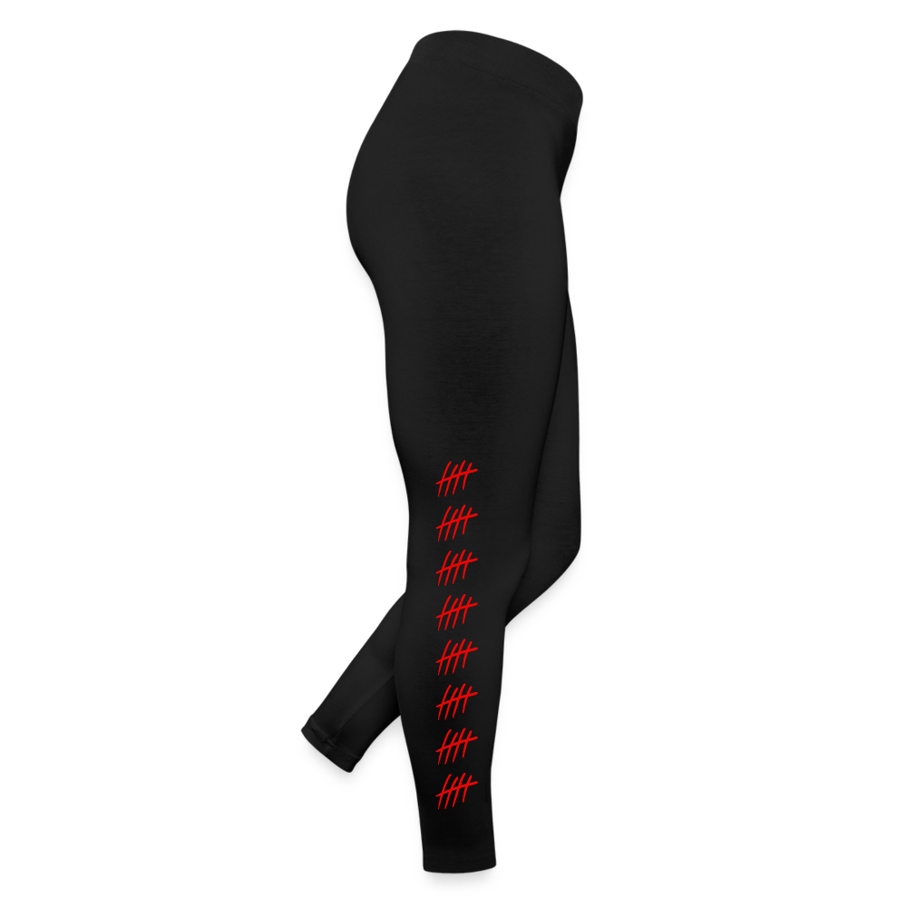 Red LINES Jersey Leggings - black