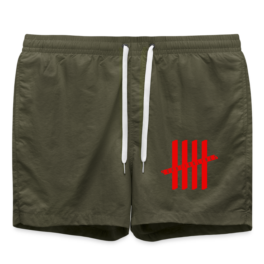 COUNTINGLINES Men Swim Trunks - olive