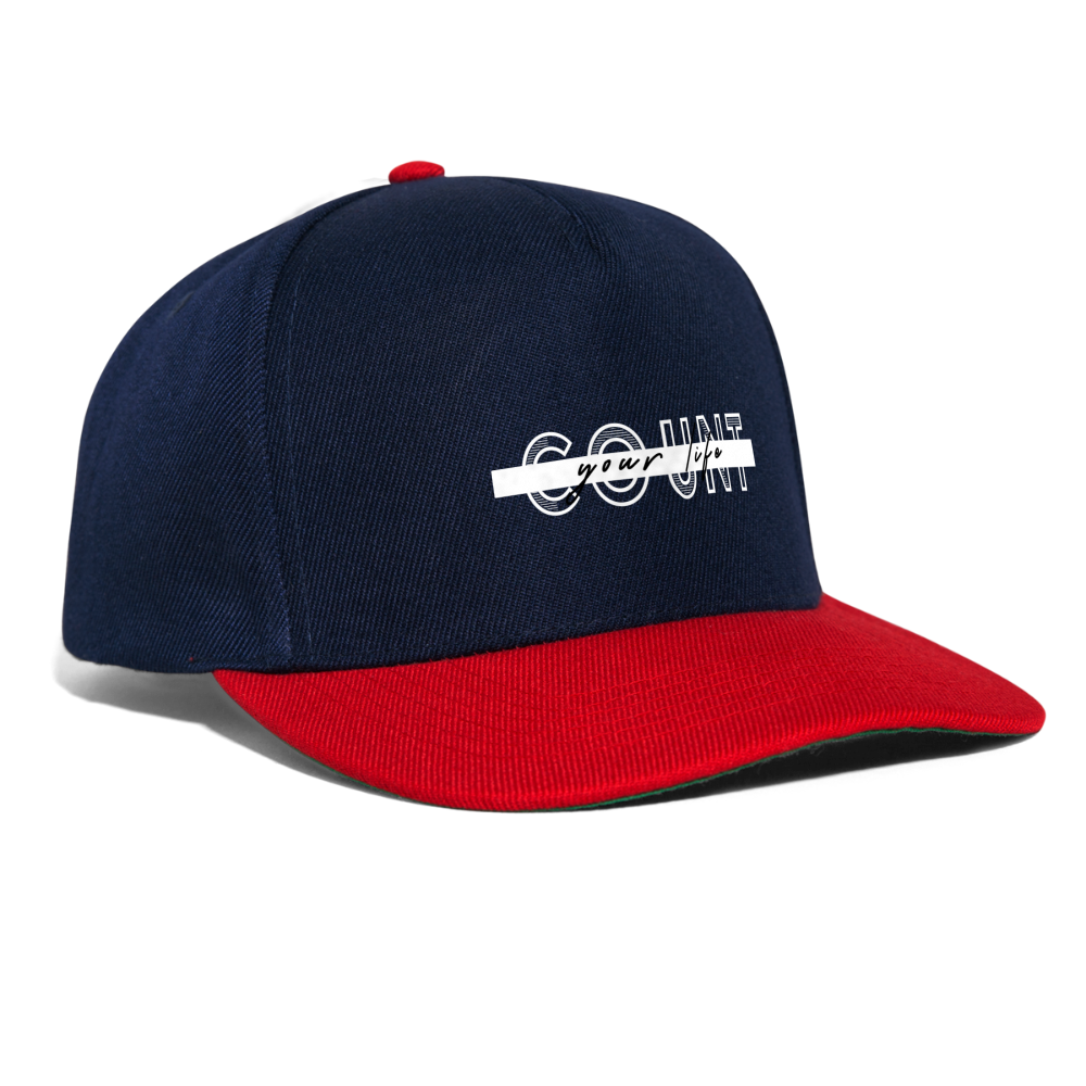Snapback Cap - COUNT.YOUR.LIFE - Navy/Rot