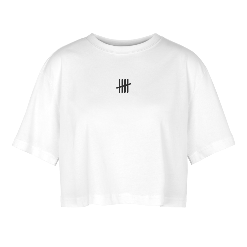 Cropped Oversized LINES - white