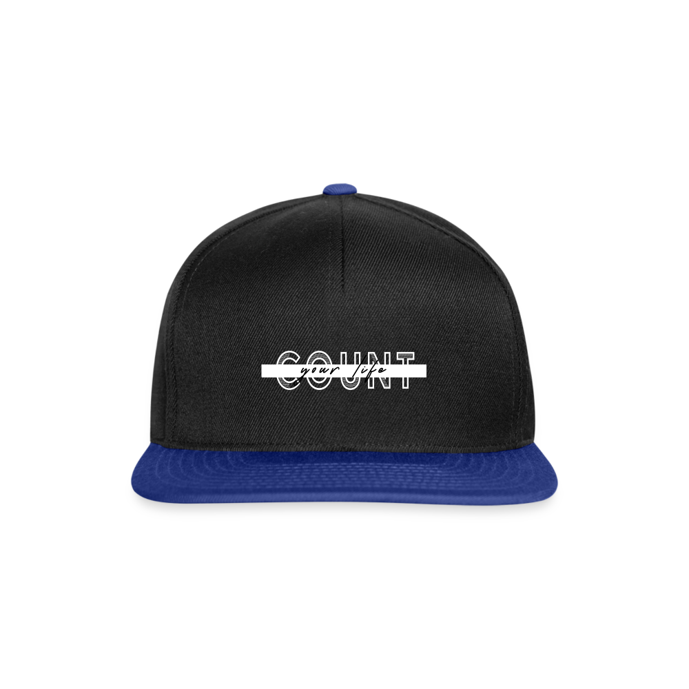 Snapback Cap - COUNT.YOUR.LIFE - Schwarz/Königsblau