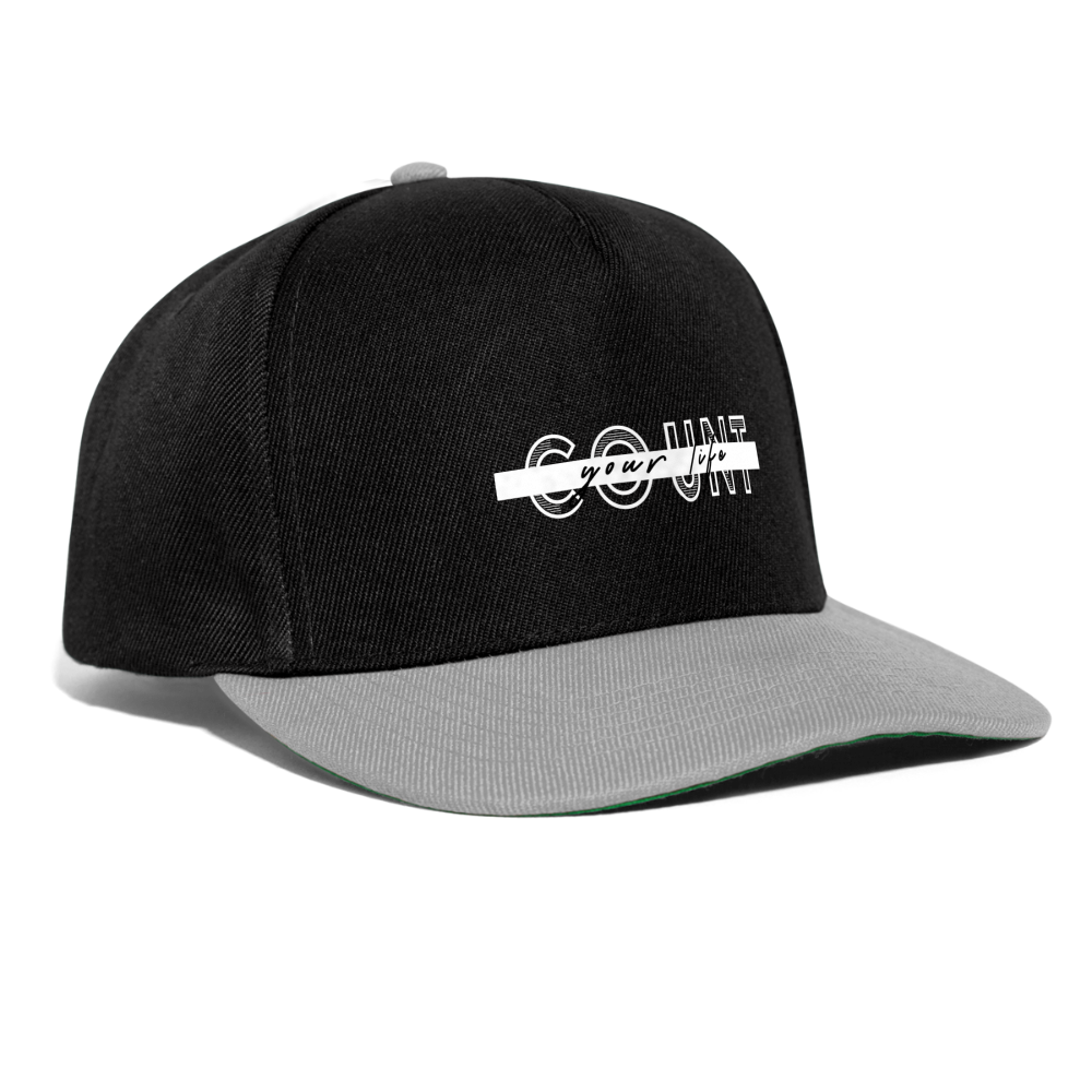 Snapback Cap - COUNT.YOUR.LIFE - Schwarz/Grau