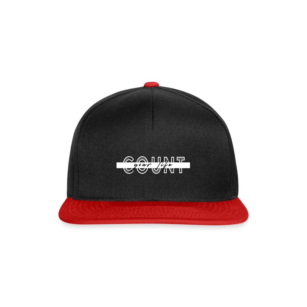 Snapback Cap - COUNT.YOUR.LIFE - Schwarz/Rot
