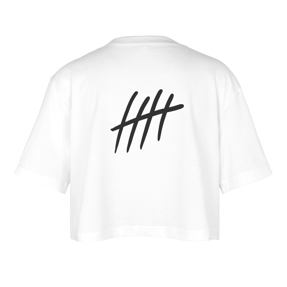 Cropped Oversized LINES - white