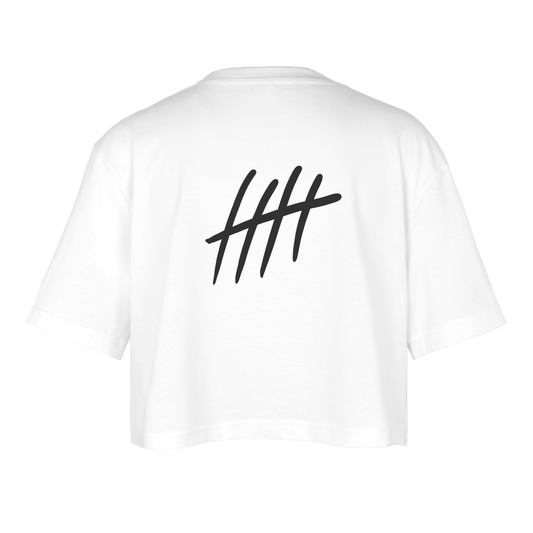 Cropped Oversized LINES - white