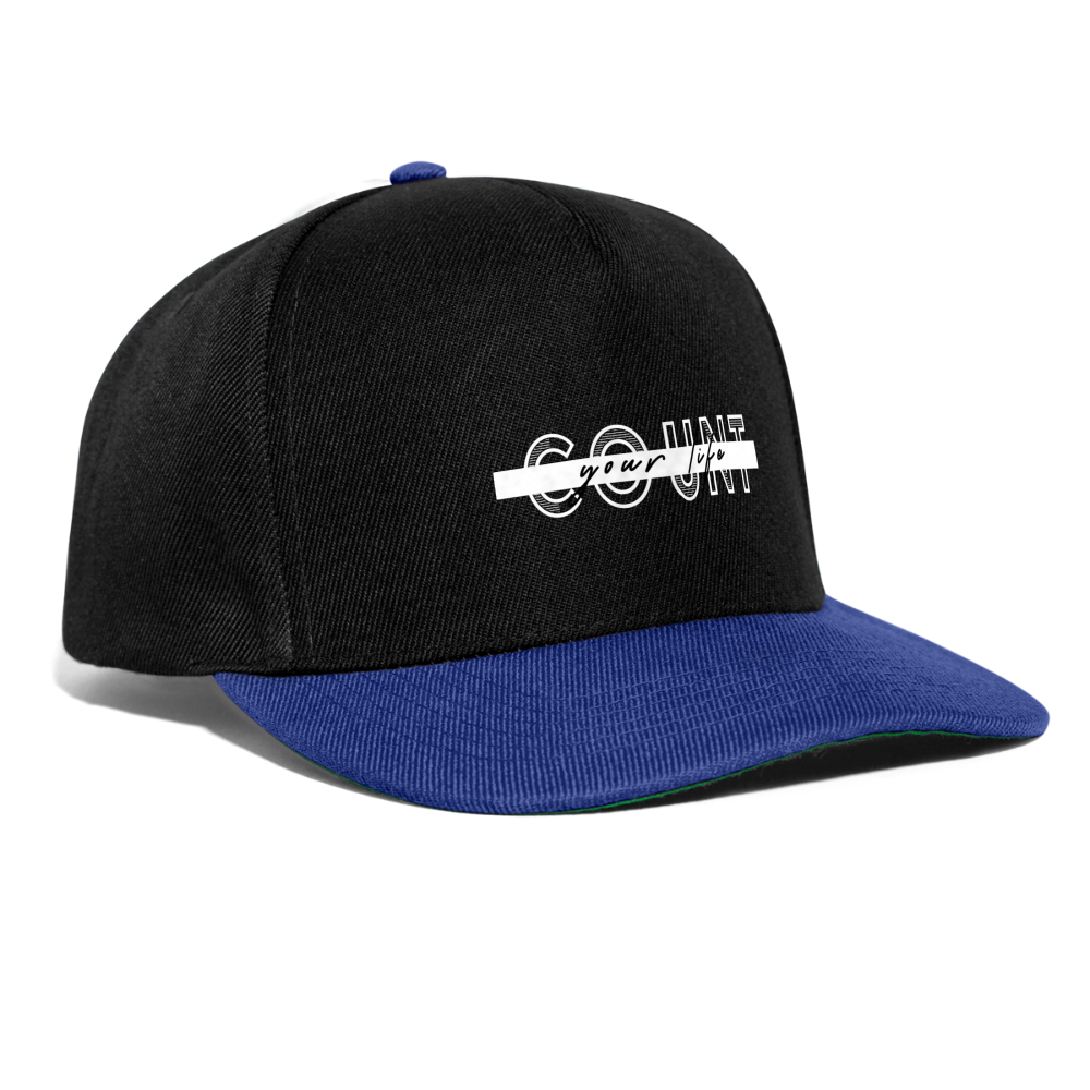 Snapback Cap - COUNT.YOUR.LIFE - Schwarz/Königsblau