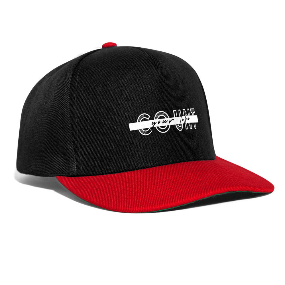 Snapback Cap - COUNT.YOUR.LIFE - Schwarz/Rot