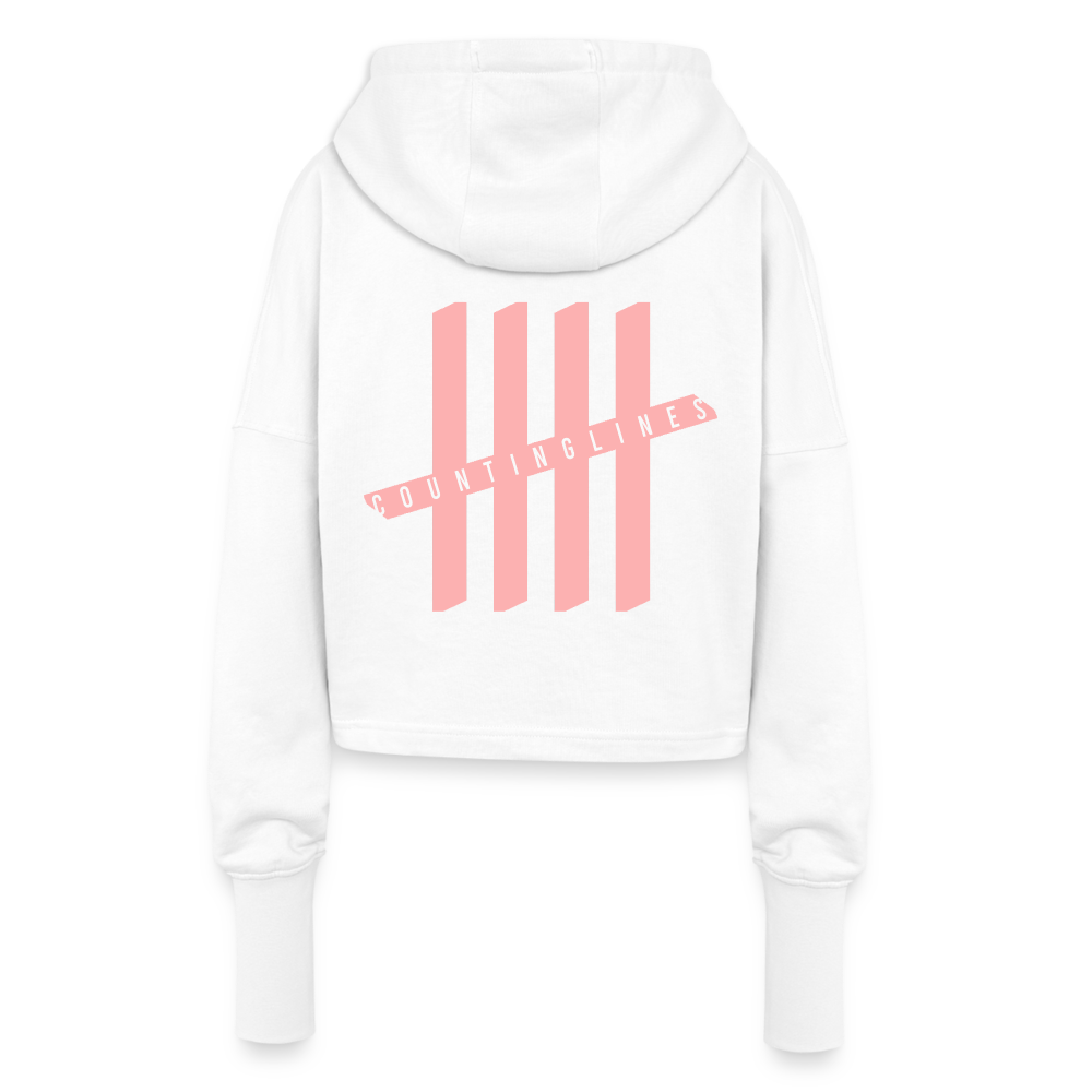 Cropped Hoodie - COUNTINGLINES Vertical - white