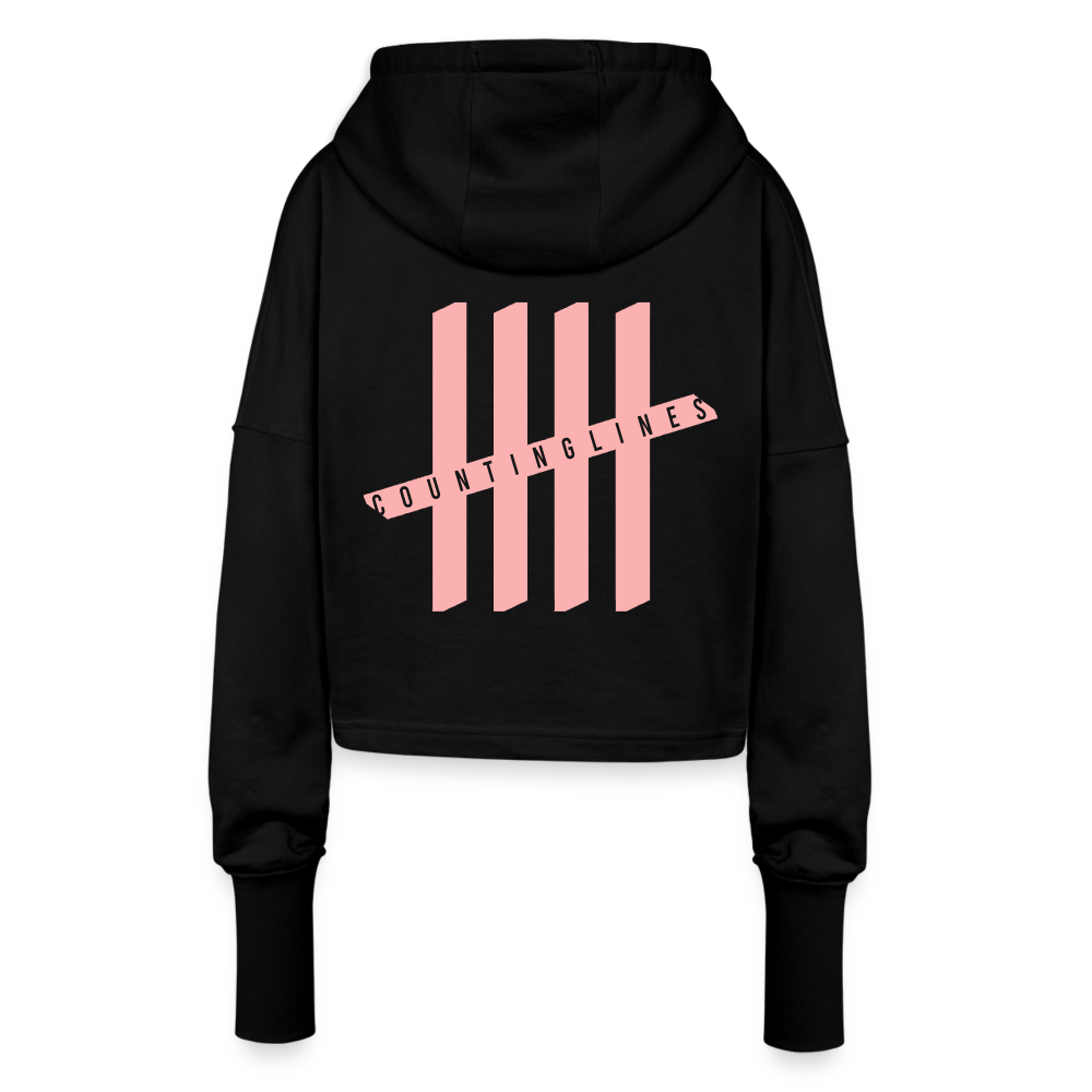 Cropped Hoodie - COUNTINGLINES Vertical - Schwarz