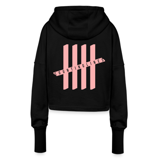 Cropped Hoodie - COUNTINGLINES Vertical - Schwarz