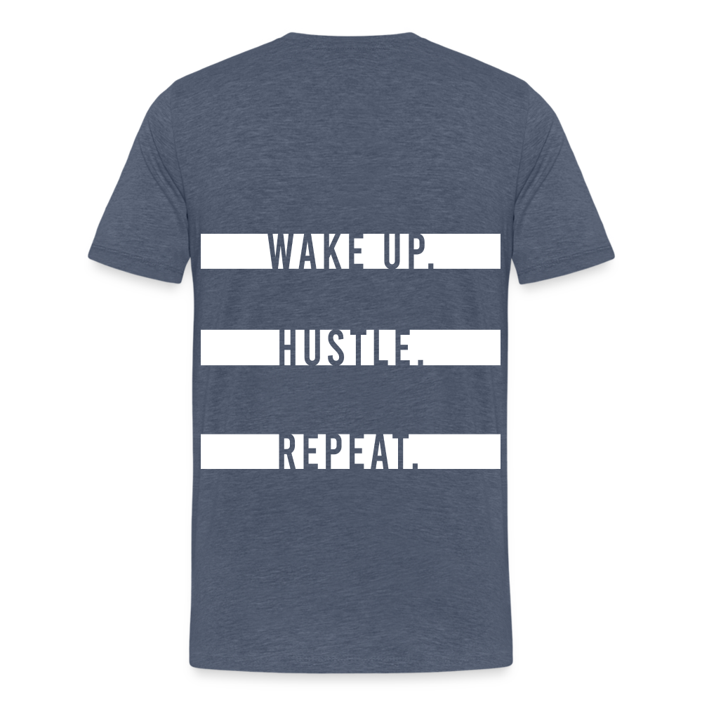 WAKE UP. HUSTLE. REPEAT. - Blau meliert