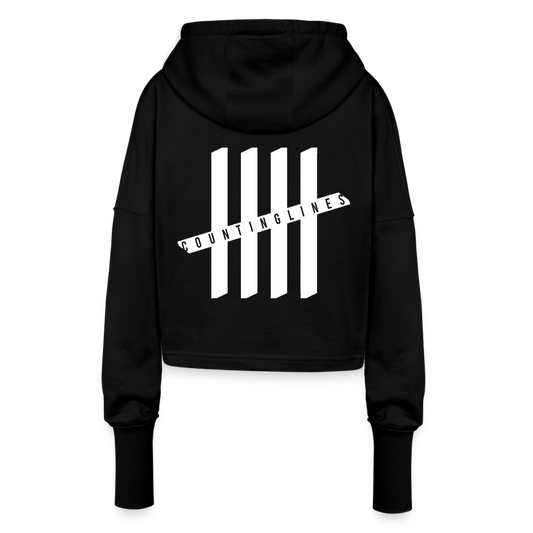 Cropped Hoodie - COUNTINGLINES Vertical - black